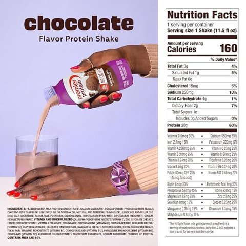 Buy Premier Protein Chocolate Shake 12 Pack | High Protein Ready to Drink Shake with 30g Protein and No Added Sugar