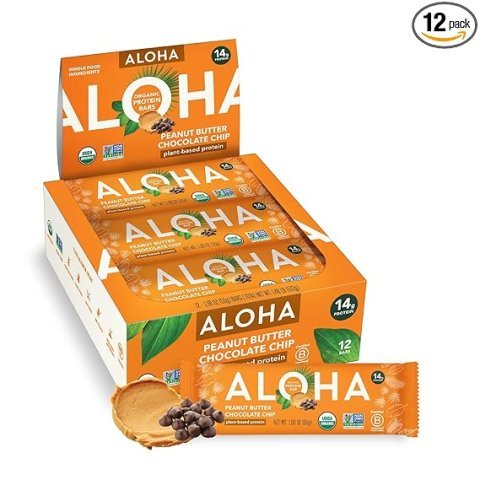 Buy ALOHA Organic Plant Based Protein Bars Peanut Butter Chocolate Chip | Vegan Low Sugar Protein Snack Bars Pack of 12