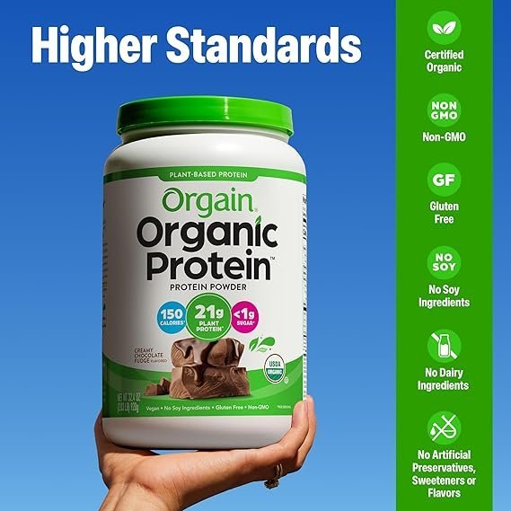 Organic Vegan Protein Powder, Creamy Chocolate Fudge | 21g Plant Protein