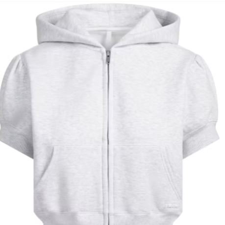 Bubble Sleeve Cropped Zip Up Hoodie | Women's Oversized Cropped Hoodie with Puff Sleeves and Full Zip