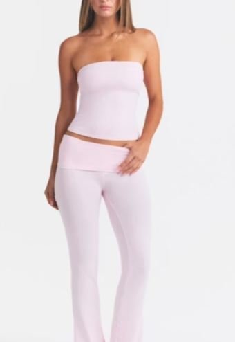 Buy Cotton Jersey Foldover Pants Cherry Blossom Online | Soft High-Waisted Women's Lounge & Casual Pants