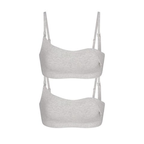 Buy Cotton Jersey Maternity Nursing Scoop Bralette 2-Pack Light Heather Grey Online | Soft Wireless Nursing Bras for Pregnancy & Breastfeeding