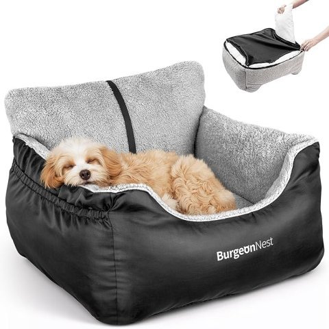 Buy BurgeonNest Dog Car Seat for Small Dogs Online | Soft Washable Pet Booster Car Seat with Storage Pockets & Safety Leash
