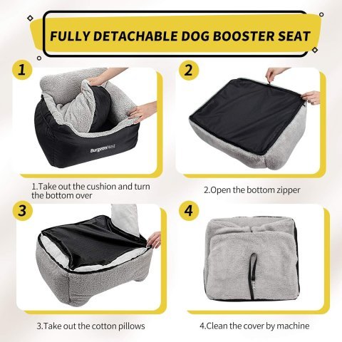 Buy BurgeonNest Dog Car Seat for Small Dogs Online | Soft Washable Pet Booster Car Seat with Storage Pockets & Safety Leash