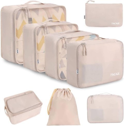 Buy BAGAIL 8 Set Packing Cubes for Travel Online | Luggage Organizer Packing Cubes Set - Cream