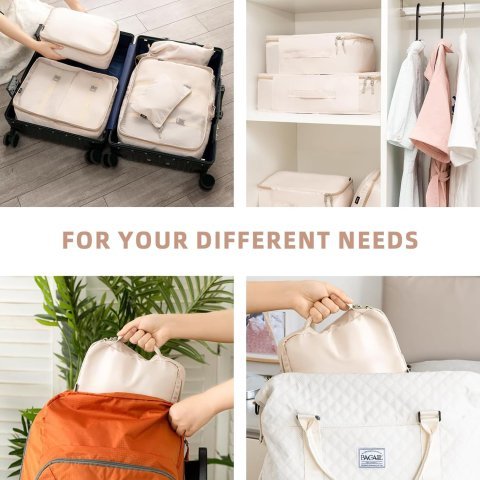 Buy BAGAIL 8 Set Packing Cubes for Travel Online | Luggage Organizer Packing Cubes Set - Cream