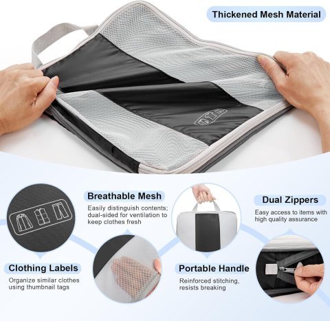 Buy OlarHike 10-Pack Compression Packing Cubes Online | Expandable Travel Luggage Organizer Set - Black