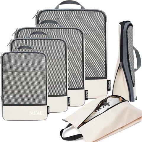 Buy BAGAIL Compression Packing Cubes Online | Expandable Travel Luggage Organizer Set (4, 6 & 8-Piece Options) - Black