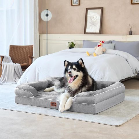 Buy EHEYCIGA Orthopedic Dog Bed for Extra Large Dogs Online | Waterproof Memory Foam XL Pet Bed with Bolsters & Washable Cover 44" x 32" Grey