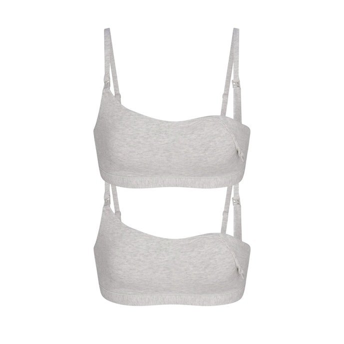 Buy Cotton Jersey Maternity Nursing Scoop Bralette 2-Pack Light Heather Grey Online | Soft Wireless Nursing Bras for Pregnancy & Breastfeeding