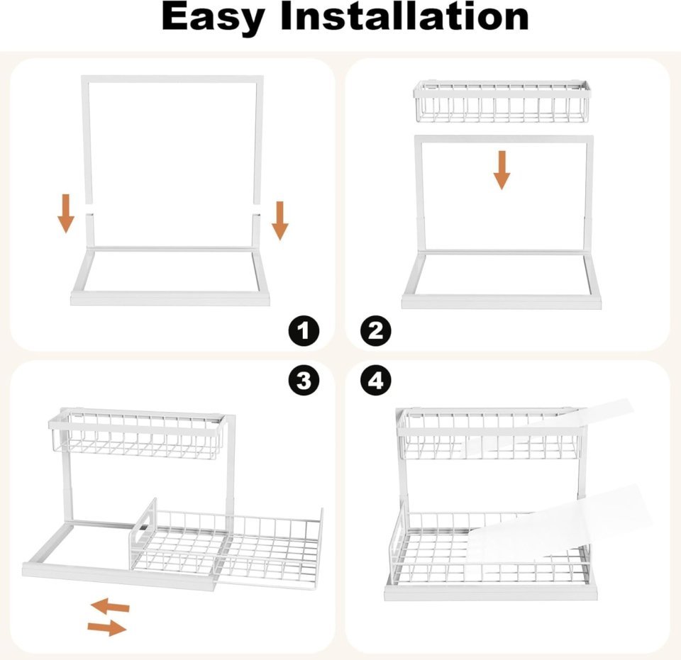 Buy 2-Pack Under Sink Organizer with Pull-Out Shelves Online | 2-Tier Metal Cabinet Storage Organizer White