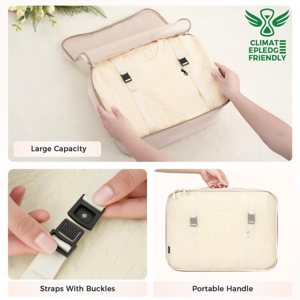 Buy BAGAIL 8 Set Packing Cubes for Travel Online | Luggage Organizer Packing Cubes Set - Cream