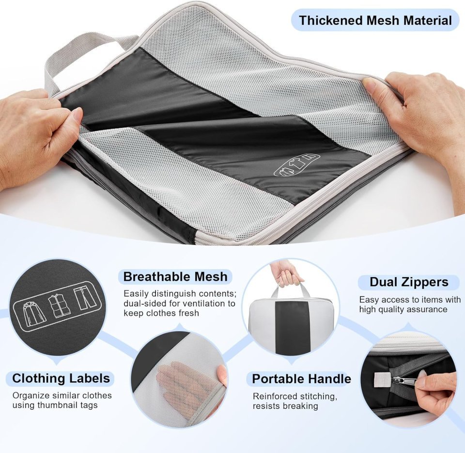 Buy OlarHike 10-Pack Compression Packing Cubes Online | Expandable Travel Luggage Organizer Set - Black