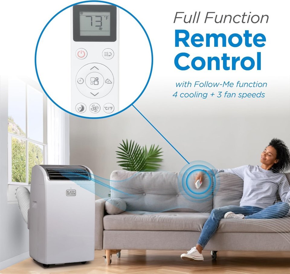 Buy BLACK+DECKER Smart Portable Air Conditioner 14,000 BTU Online | Wi-Fi Portable AC with Follow Me Remote for Rooms Up to 700 Sq. Ft. | White