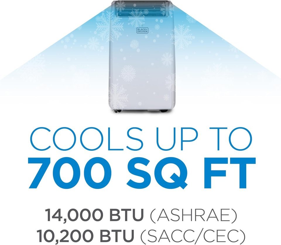 Buy BLACK+DECKER Smart Portable Air Conditioner 14,000 BTU Online | Wi-Fi Portable AC with Follow Me Remote for Rooms Up to 700 Sq. Ft. | White