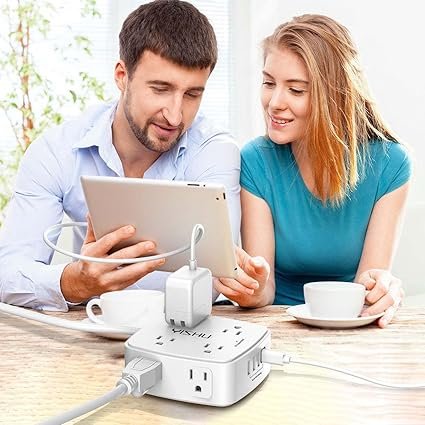 Buy 6 Ft Surge Protector Power Strip Online | 8 AC Outlets with 4 USB Ports, Flat Plug Extension Cord