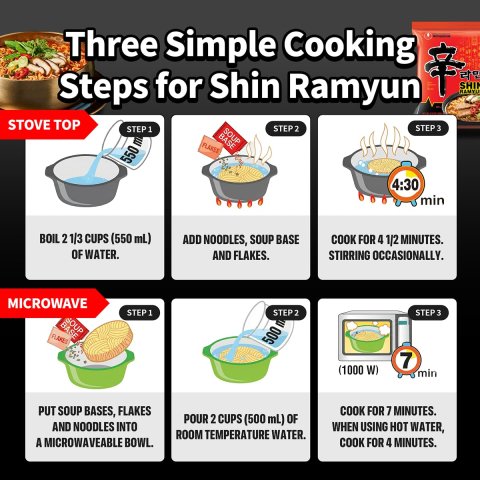 Buy Nongshim Shin Ramyun Spicy Korean Instant Noodles Online | Rich Beef Flavored Ramyun 4.23 oz 20 Pack
