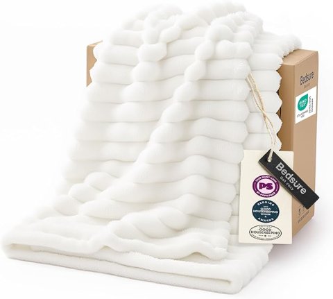 Buy Bedsure GentleSoft White Throw Blanket Online | Cozy Fleece Blanket for Couch, Sofa & Bed