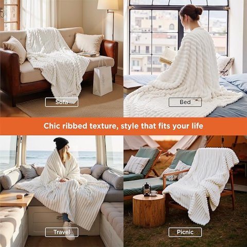 Buy Bedsure GentleSoft White Throw Blanket Online | Cozy Fleece Blanket for Couch, Sofa & Bed