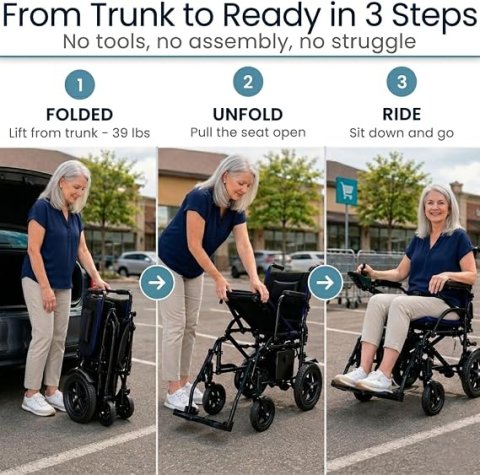 Buy Vive Lightweight Electric Wheelchair Online | Foldable Carbon Fiber Power Wheelchair for Adults & Seniors