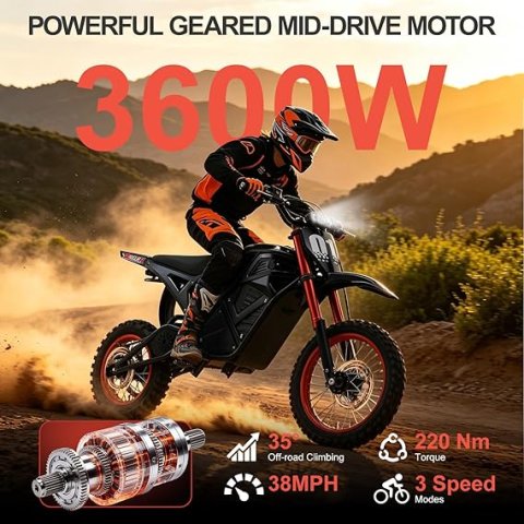 Buy Electric Dirt Bike for Teens & Adults Online | 3600W Mid-Drive Off-Road Electric Motorcycle