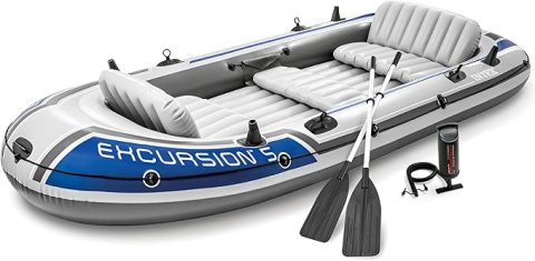 Buy Intex Excursion 5 Person Inflatable Boat Online | 5-Seater Fishing & Recreational Raft with Oars