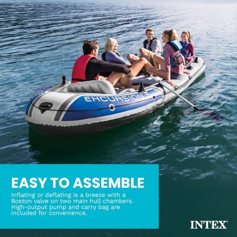 Buy Intex Excursion 5 Person Inflatable Boat Online | 5-Seater Fishing & Recreational Raft with Oars