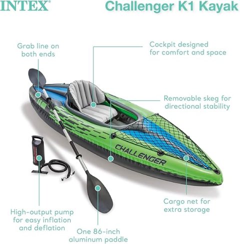 Buy INTEX Challenger Inflatable Kayak Online | Portable Recreational Kayak with Paddles & Pump