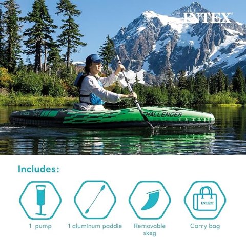 Buy INTEX Challenger Inflatable Kayak Online | Portable Recreational Kayak with Paddles & Pump