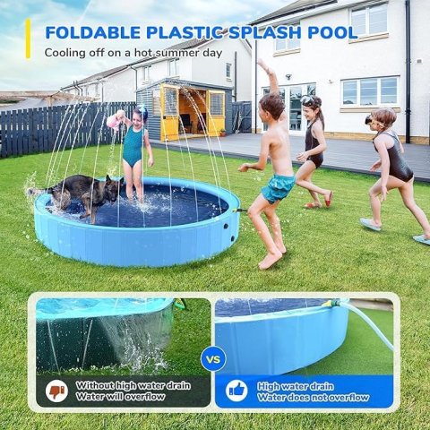 Buy 63-Inch Foldable Dog Pool Online | Heavy-Duty Non-Slip Splash Pool for Dogs & Kids
