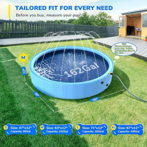 Buy 63-Inch Foldable Dog Pool Online | Heavy-Duty Non-Slip Splash Pool for Dogs & Kids