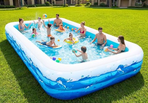 Buy Extra Large Inflatable Pool for Adults Online | 165" Family Blow-Up Swimming Pool with Cute Animal Print