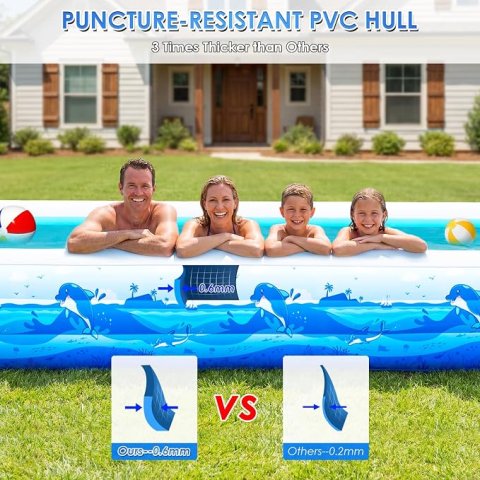 Buy Extra Large Inflatable Pool for Adults Online | 165" Family Blow-Up Swimming Pool with Cute Animal Print