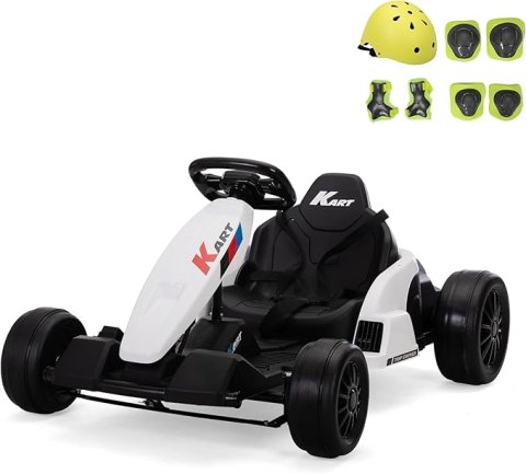 24V Electric Kids Go Kart with Drift Mode, 8 MPH, Safety Gear Included