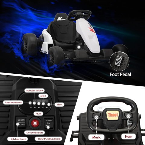 24V Electric Kids Go Kart with Drift Mode, 8 MPH, Safety Gear Included