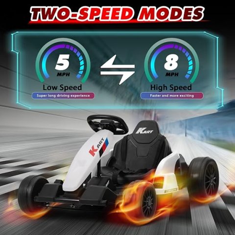 24V Electric Kids Go Kart with Drift Mode, 8 MPH, Safety Gear Included