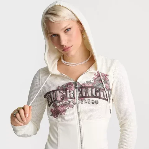 Buy Waffle Knit Contour Zip Up Hoodie Online | Premium Oversized Cozy Outfit
