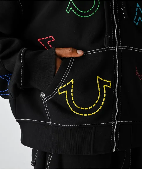 Buy True Religion Horseshoe Big T Boxy Zip Hoodie Online | Men's Winter Gym Jacket