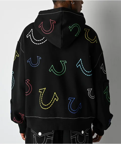 Buy True Religion Horseshoe Big T Boxy Zip Hoodie Online | Men's Winter Gym Jacket