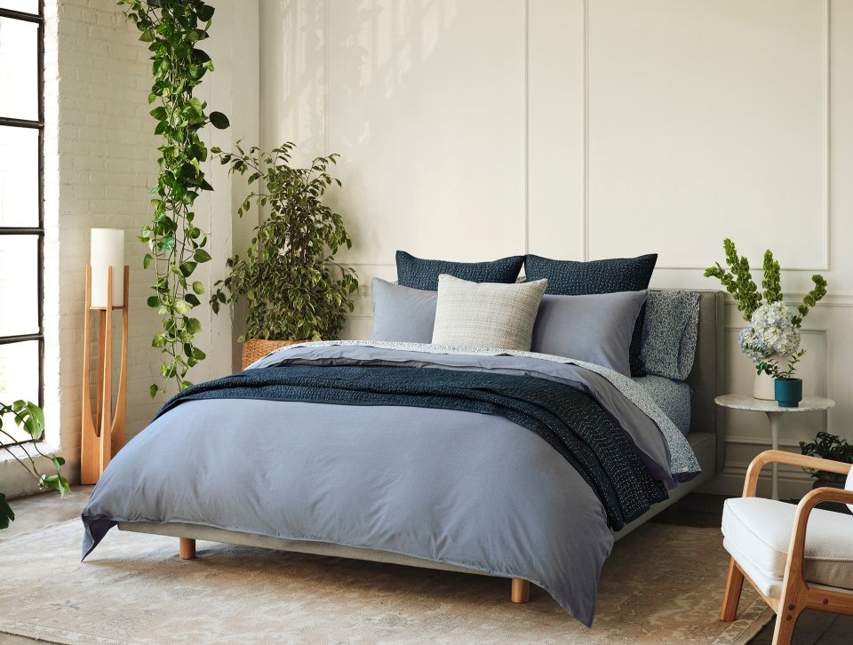Buy Organic Crinkled Percale Duvet Set Online | Soft Breathable Organic Cotton Bedding Set
