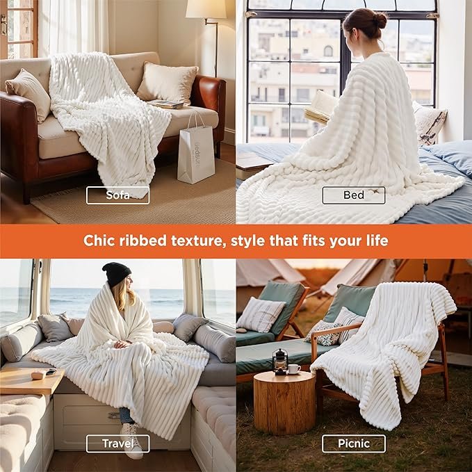 Buy Bedsure GentleSoft White Throw Blanket Online | Cozy Fleece Blanket for Couch, Sofa & Bed