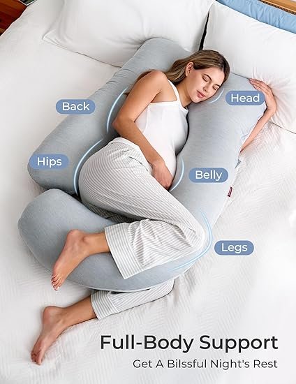 Buy Momcozy U-Shaped Pregnancy Pillow with Cooling Cover Online | Full Body Maternity Pillow for Side Sleepers