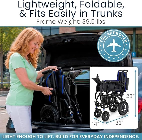 Buy Vive Lightweight Electric Wheelchair Online | Foldable Carbon Fiber Power Wheelchair for Adults & Seniors