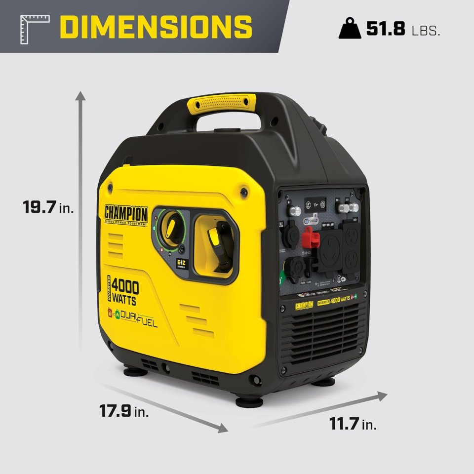 Buy Champion 4000-Watt Dual Fuel Portable Inverter Generator Online | RV Ready Quiet Generator with Gas & Propane