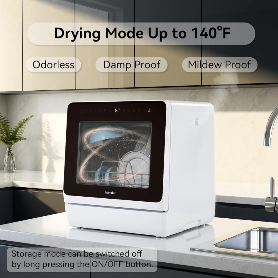 Buy Hermitlux Countertop Dishwasher Online | Portable Mini Dishwasher with 5L Water Tank