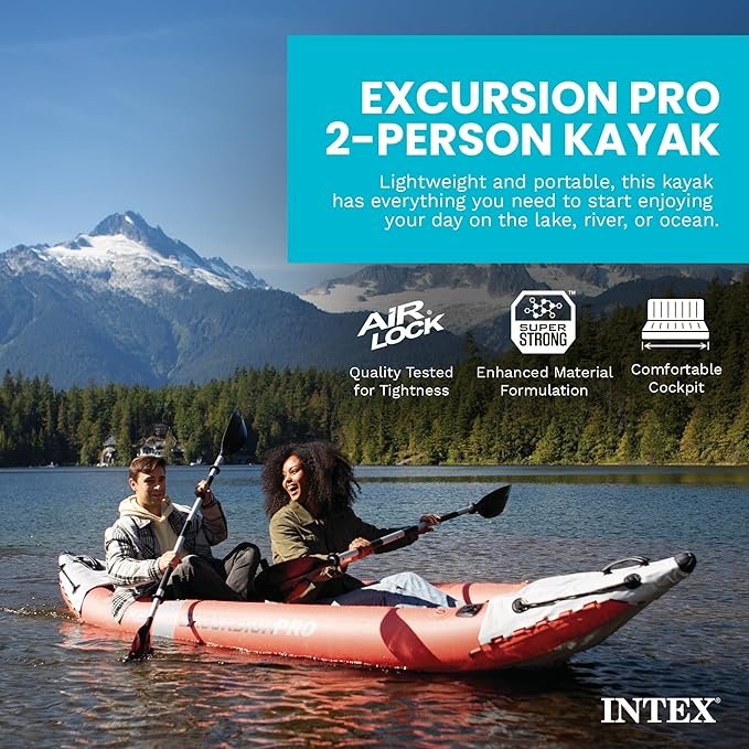Buy INTEX Excursion Pro K2 Inflatable Kayak Set Online | 2-Person Fishing & Recreational Kayak with Paddles & Pump