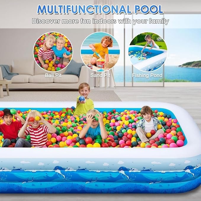 Buy Extra Large Inflatable Pool for Adults Online | 165" Family Blow-Up Swimming Pool with Cute Animal Print