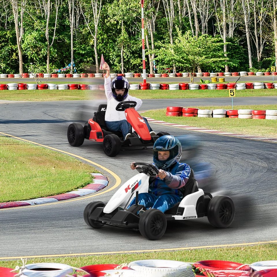 24V Electric Kids Go Kart with Drift Mode, 8 MPH, Safety Gear Included
