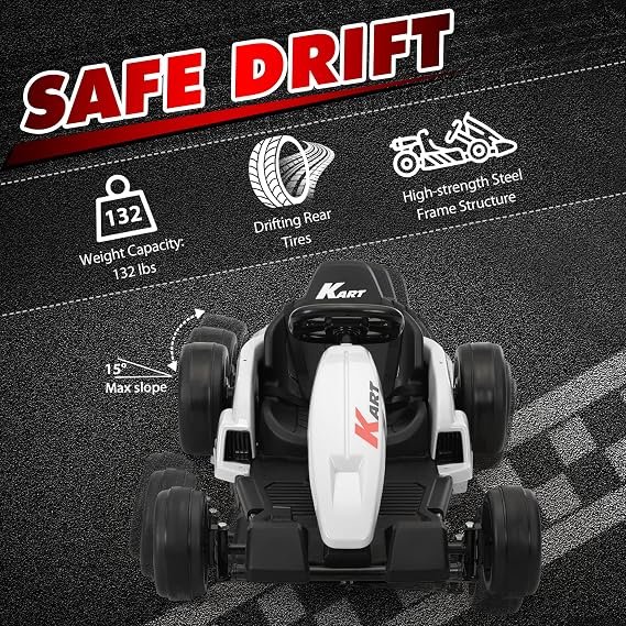 24V Electric Kids Go Kart with Drift Mode, 8 MPH, Safety Gear Included