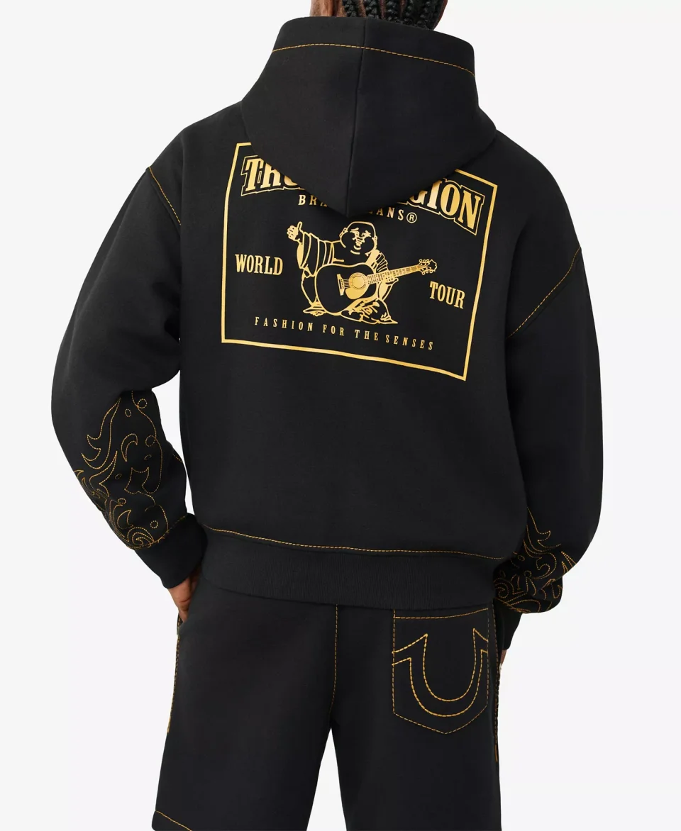 Buy True Religion Rodeo Big T Boxy Zip Hoodie Online | Men's Outdoor Fitness Layer